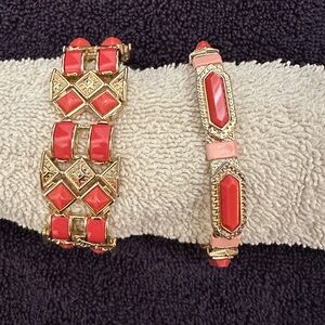 Set of two coral colored bracelets